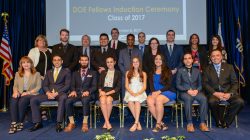 EM and Florida International University officials join the DOE Fellows Class of 2017 and other guests at the recent induction ceremony.