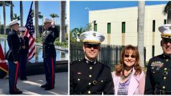 Official commissioning of Second Lieutenant Jesse Viera into the U.S. Marine Corps on 
March 3, 2018 (left) and with Dr. Inés Triay (Executive Director, FIU ARC) and Mr. Joseph Sinicrope.