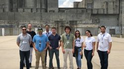 EM Technology Development Office Program and Project Manager Jean Pabón, front row, second from left, joins student interns from FIU, UT, and UPRM in front of the Savannah River Site's P Reactor.