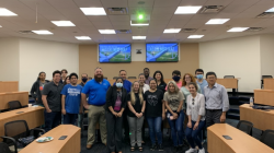 FPL representatives (Christopher Cabrera and Elisabeth Elder) pictured with FIU Chemistry Students, Dr. Yong Cai (Chemistry Department Chair), Uma Swamy (Teaching Professor), and Dr. Lagos